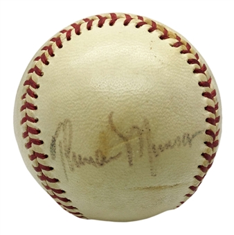 Thurman Munson Rare Single Signed 1972 Era OAL Cronin Baseball (JSA)